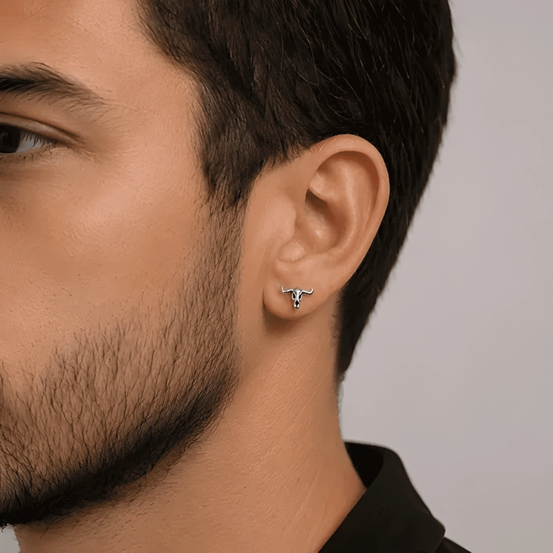 AROS HOMBRE CABEZA DE BUEY PLATA FINA 925 MASCULINO #1 - 1