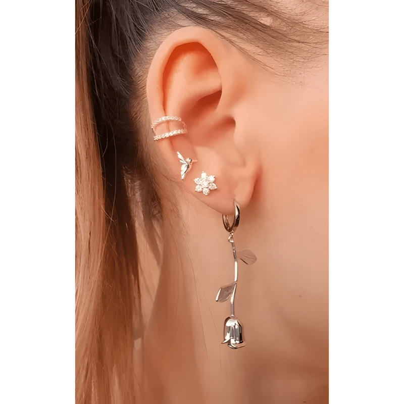 ARO A PRESION, EARCUFF, PLATA 925, ECLIPS - 2