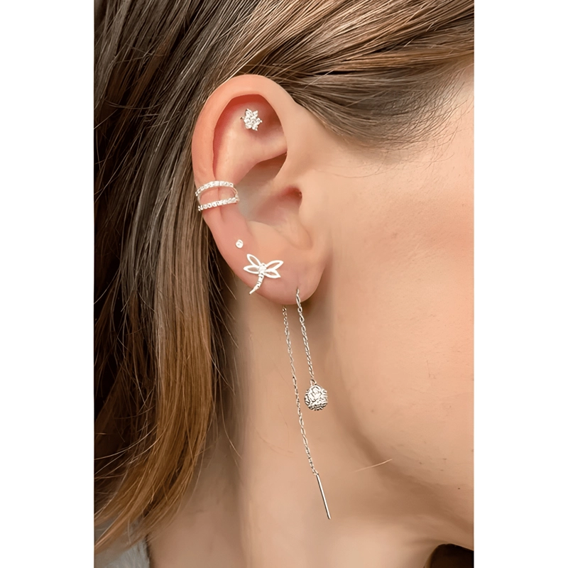 ARO A PRESION, EARCUFF, PLATA 925, ECLIPS - 3