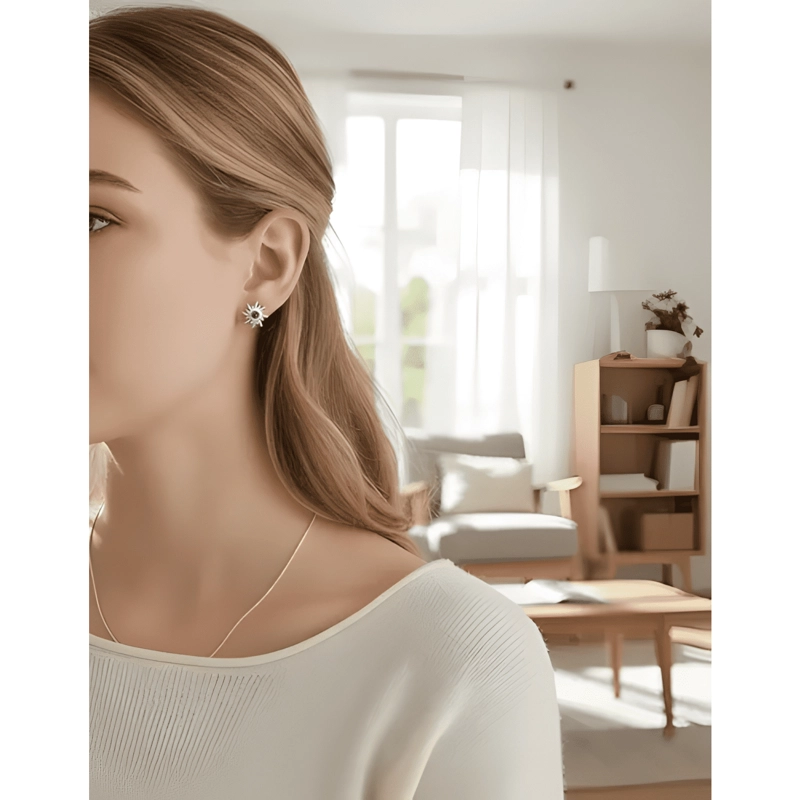 AROS DE MODA PLATA 925 PENDIENTES MUJER BROQUEL DE SOL - 1