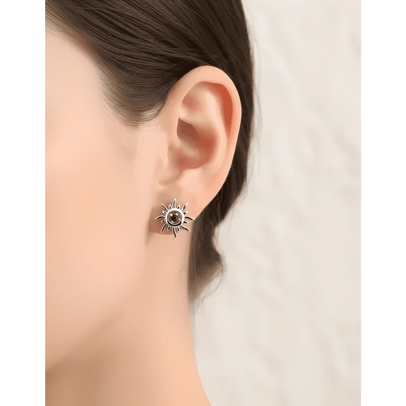AROS DE MODA PLATA 925 PENDIENTES MUJER BROQUEL DE SOL - 3