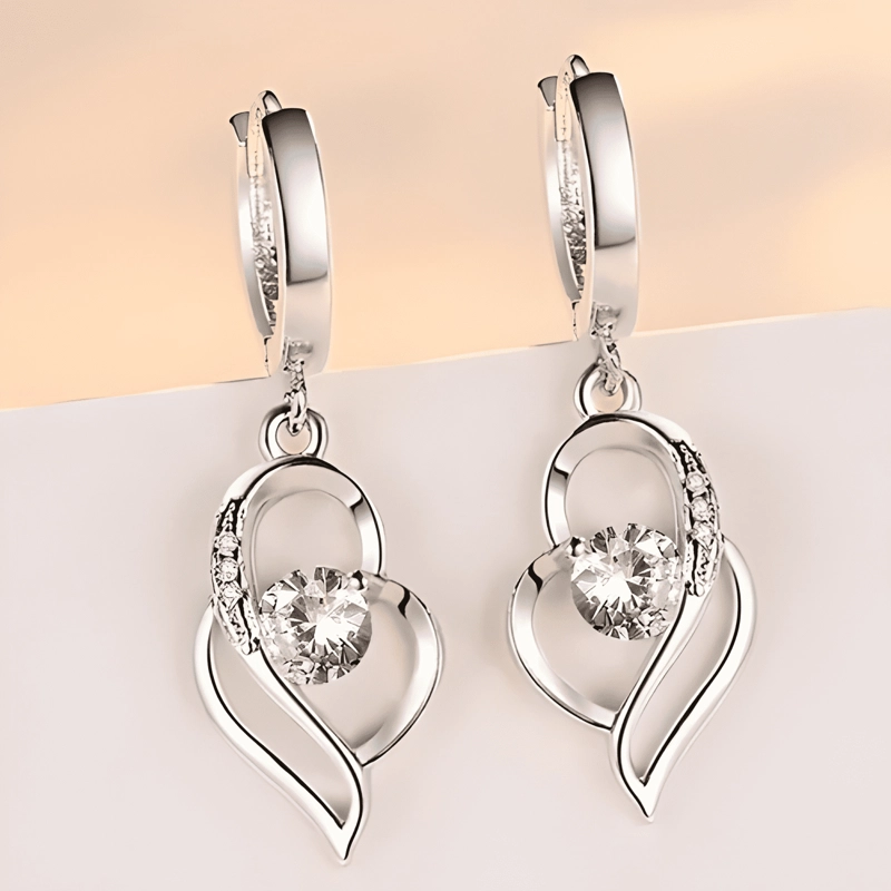 AROS COLGANTES MUJER CORAZON ENCHAPADO PLATA 925 MODA #2 - 1