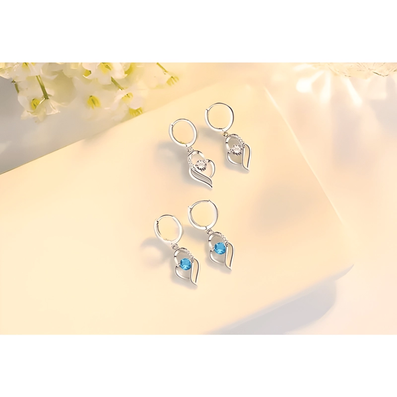 AROS COLGANTES MUJER CORAZON ENCHAPADO PLATA 925 MODA #2 - 2