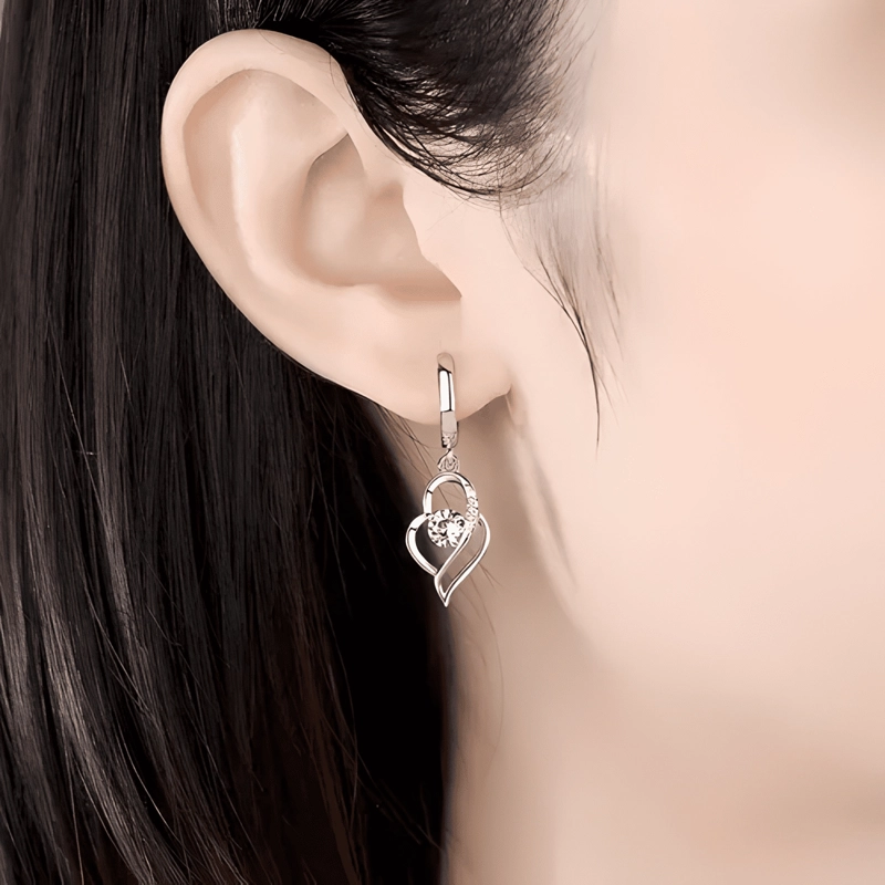 AROS COLGANTES MUJER CORAZON ENCHAPADO PLATA 925 MODA #2 - 3