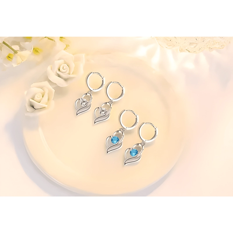 AROS COLGANTES MUJER CORAZON ENCHAPADO PLATA 925 MODA #2 - 4