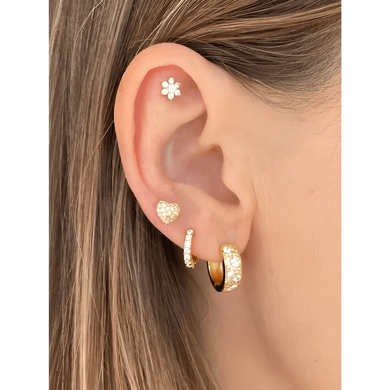 AROS NIÑA ATORNILLADOS PLATA 925 CON ORO 18 K TOPE #16 - 2