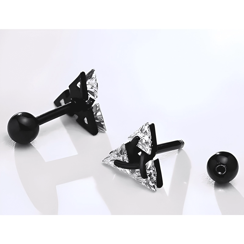 ARETES PENDIENTES DIAMANTE HOMBRE Y MUJER REGALO PLATA LEY - 2