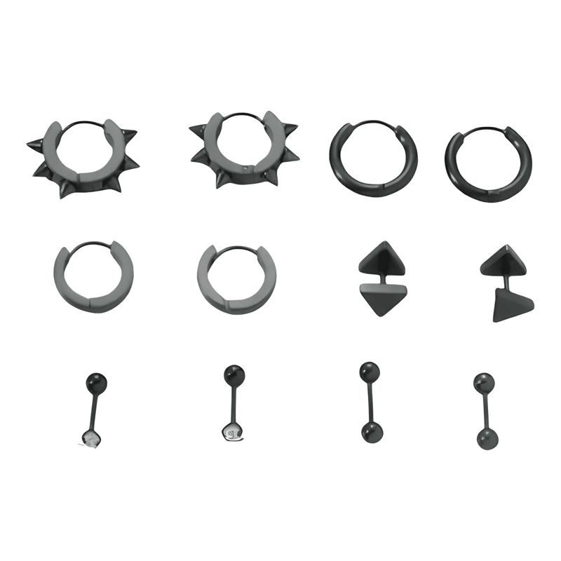 PACK 6 PARES ARETES HOMBRE CON PIERCING, ARRACADAS HOMBRE - 1