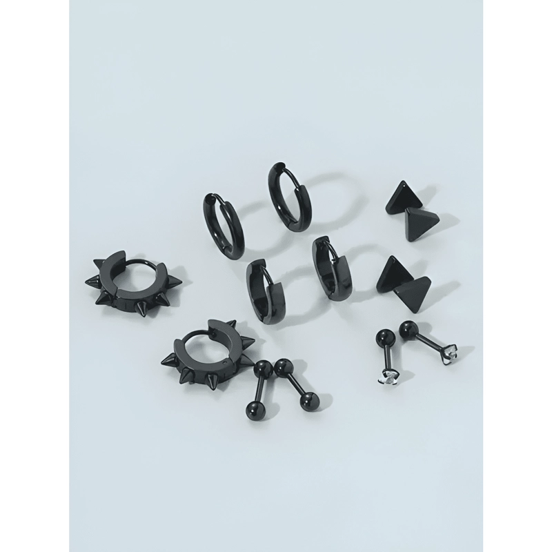 PACK 6 PARES ARETES HOMBRE CON PIERCING, ARRACADAS HOMBRE - 2