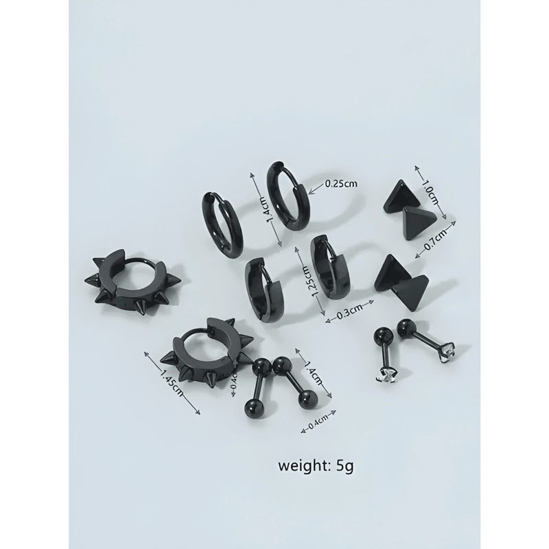PACK 6 PARES ARETES HOMBRE CON PIERCING, ARRACADAS HOMBRE - 3