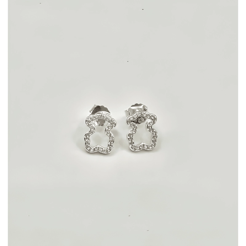 AROS PLATA LEY 925 OSITO CON CIRCONES REGALO MUJER MODA #2 - 4