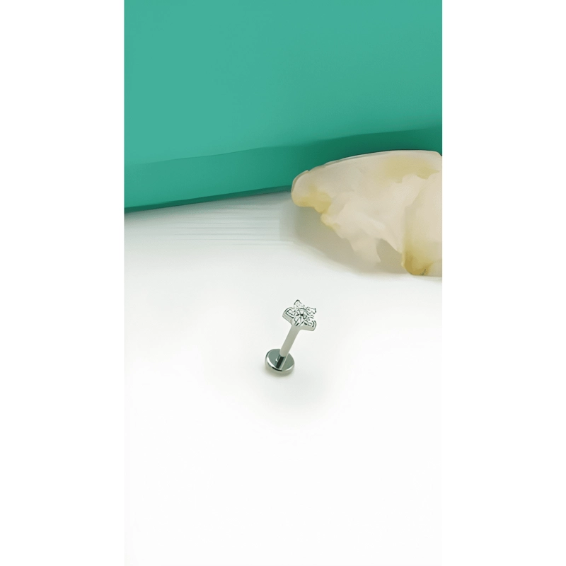 AROS PUNTO DE LUZ FLOR 16G TITANIO ASTM F136 G23 PLATEADOS - 2