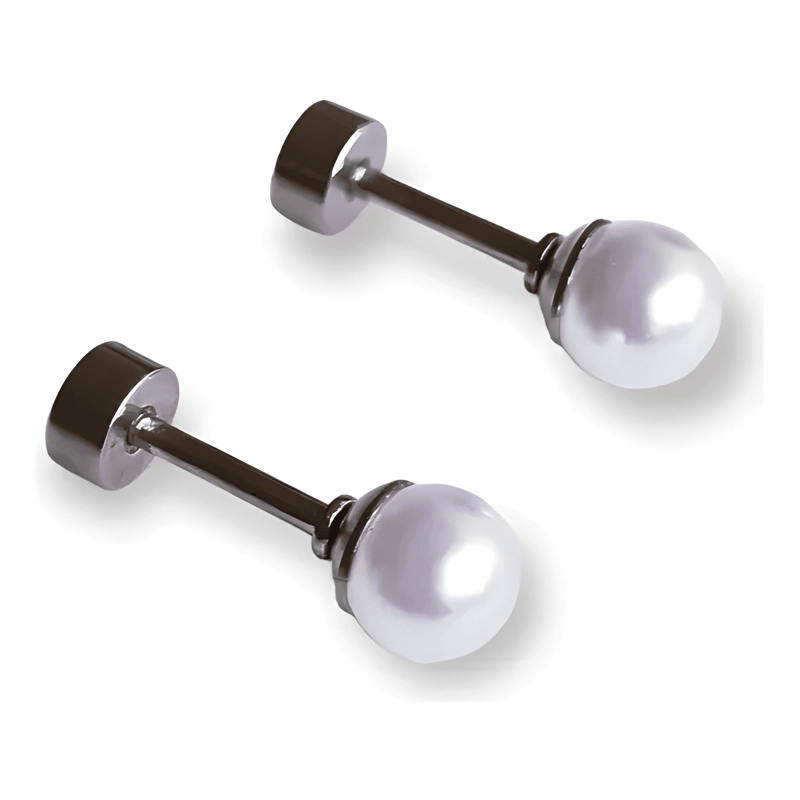 ARETES AROS PUNTOS PERLAS ACERO INOXIDABLE NIÑAS SEGURIDAD - 1