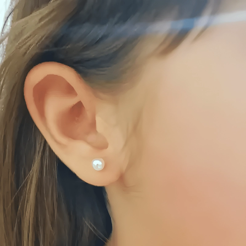 ARETES AROS PUNTOS PERLAS ACERO INOXIDABLE NIÑAS SEGURIDAD - 4