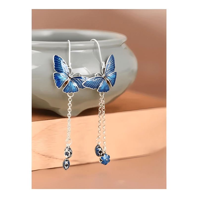 AROS COLGANTES MARIPOSA GANCHO PLATA S925 MUJER #1 - 4