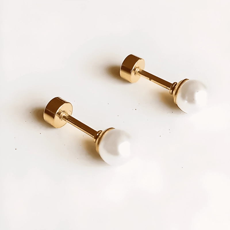 AROS PERLA 4MM SEGURIDAD PEQUEÑOS PIERCING HELIX CHAPADAS - 1