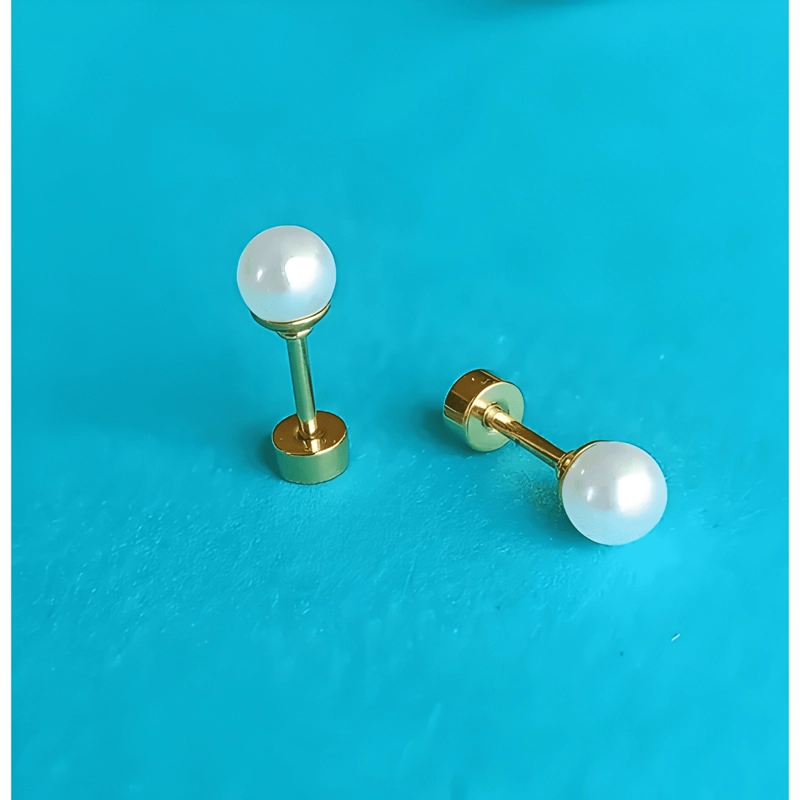 AROS PERLA 4MM SEGURIDAD PEQUEÑOS PIERCING HELIX CHAPADAS - 3
