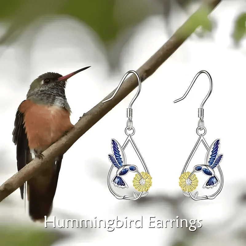 AROS DE GIRASOL COLIBRI PLATA 925 MUJER SAN VALENTIN - 1