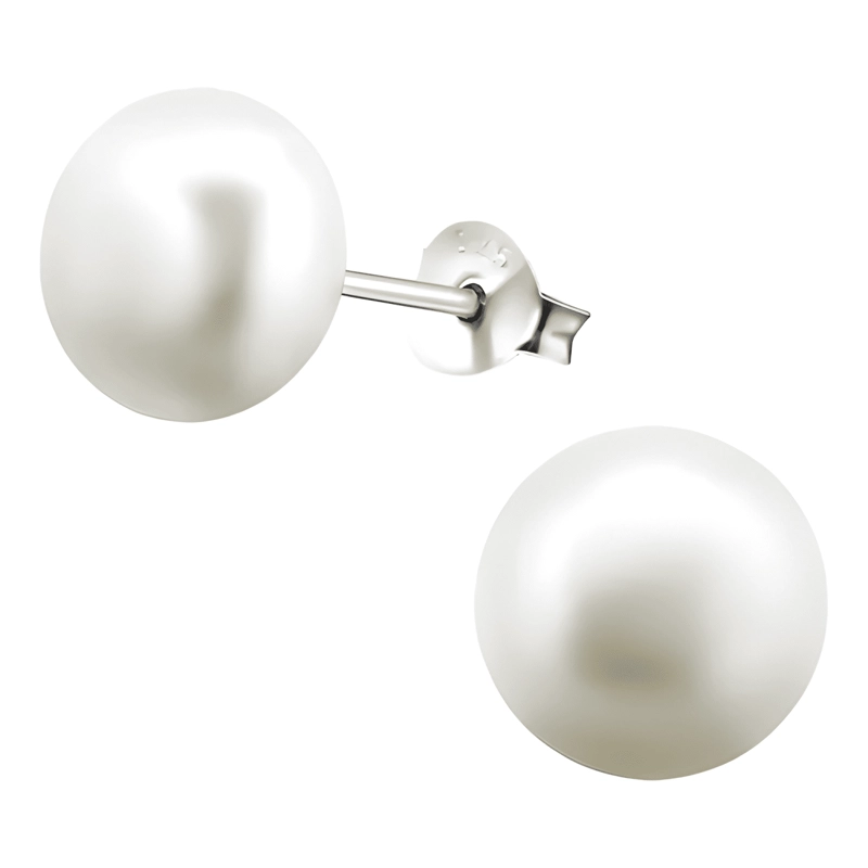 AROS DE PERLA DE RIO PLATA FINA 925 9 MM #1 - 1