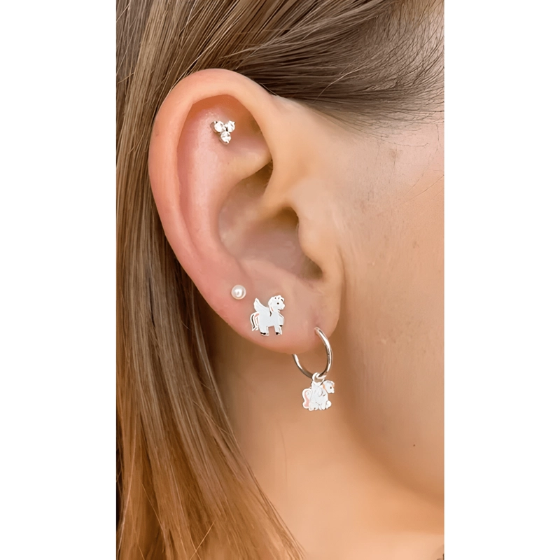 AROS DE UNICORNIO PLATA 925 + CAJITA REGALO #2 - 1