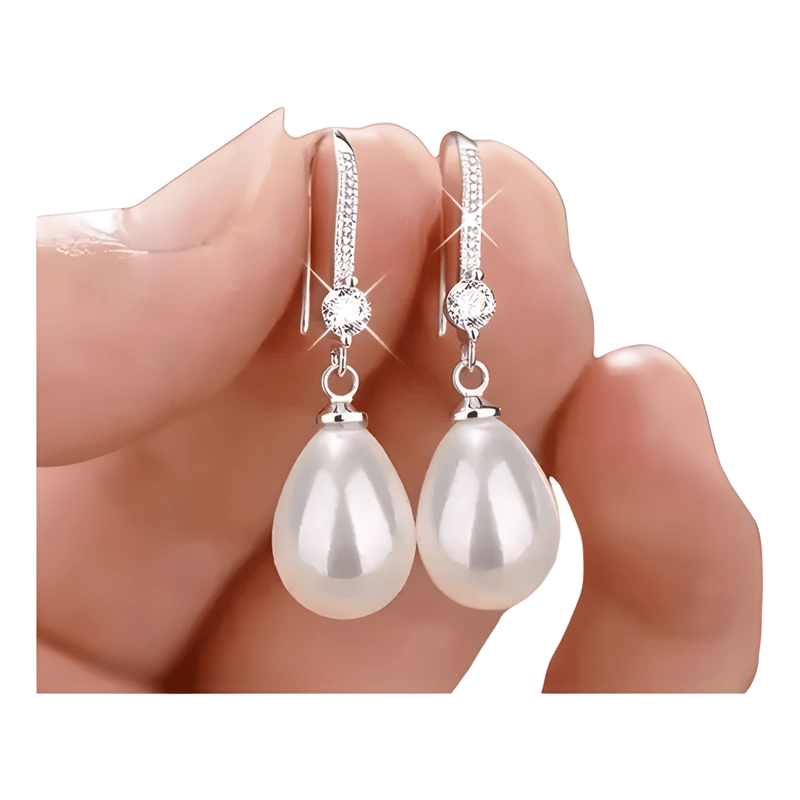 AROS COLGANTES GOTA DE PERLA PARA MUJER - 1
