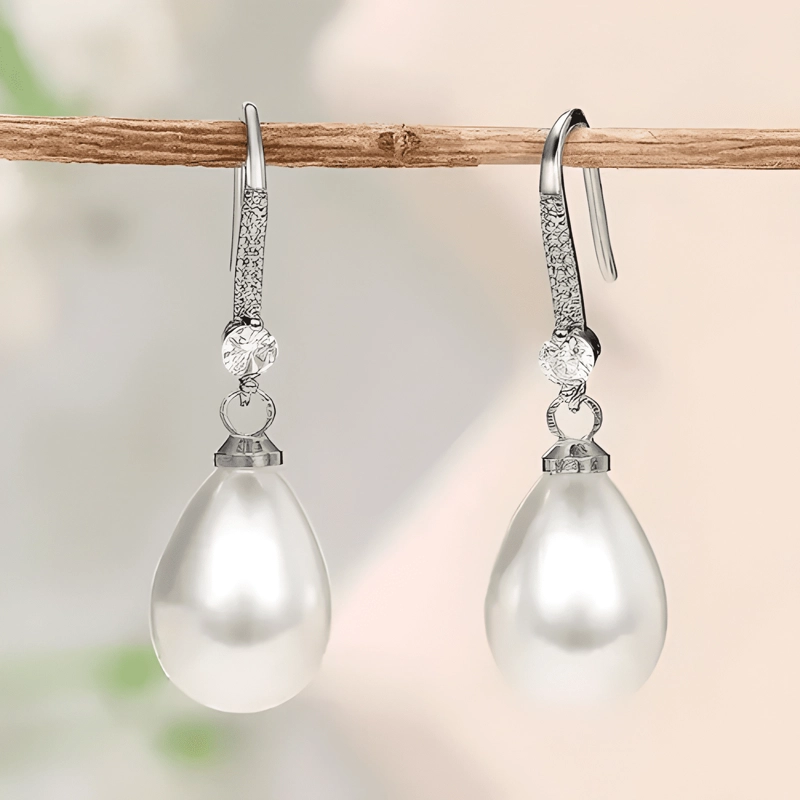 AROS COLGANTES GOTA DE PERLA PARA MUJER - 2