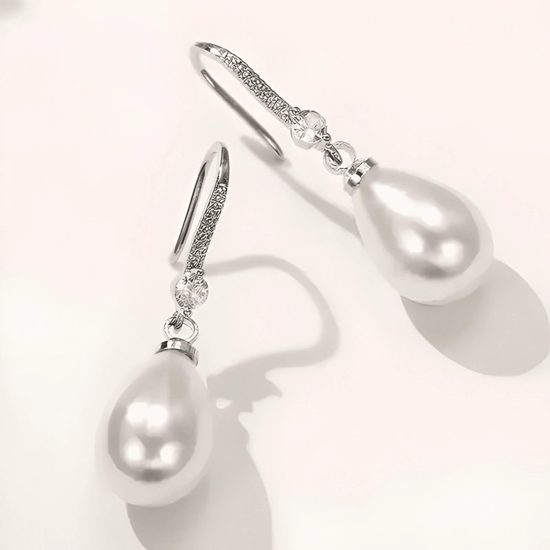 AROS COLGANTES GOTA DE PERLA PARA MUJER - 3