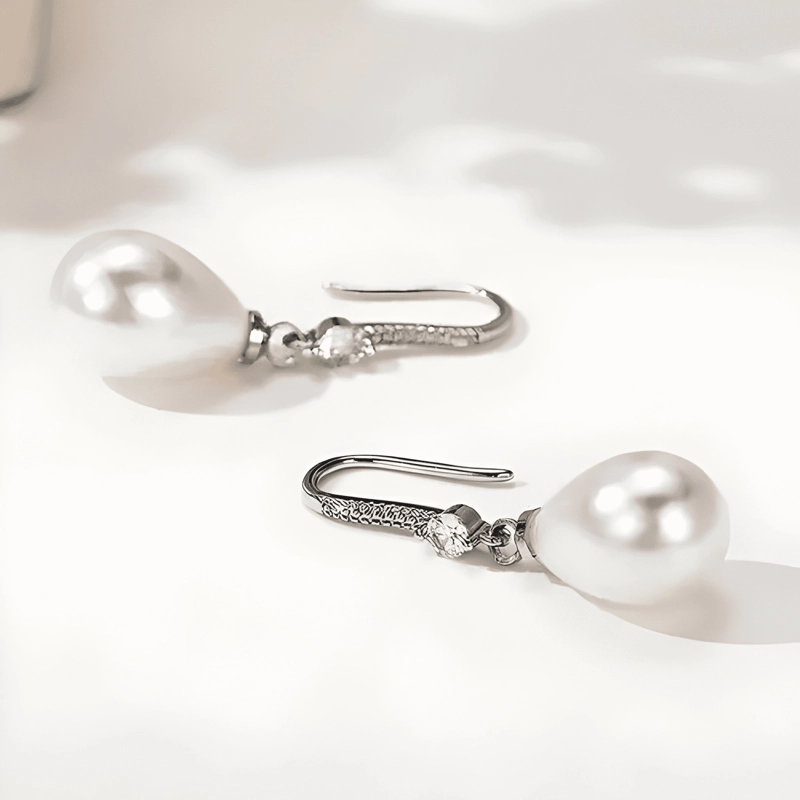 AROS COLGANTES GOTA DE PERLA PARA MUJER - 4
