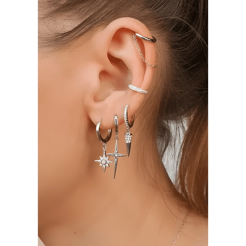 AROS ARGOLLAS PLATA 925 CON ORO HOMBRE Y MUJER BLANCO - 4