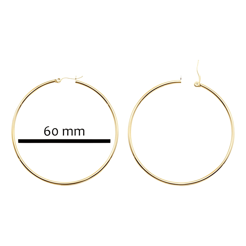 AROS ARGOLLA ACERO QUIRURGICO ARGDW 60MM 1 PAR DORADO - 2
