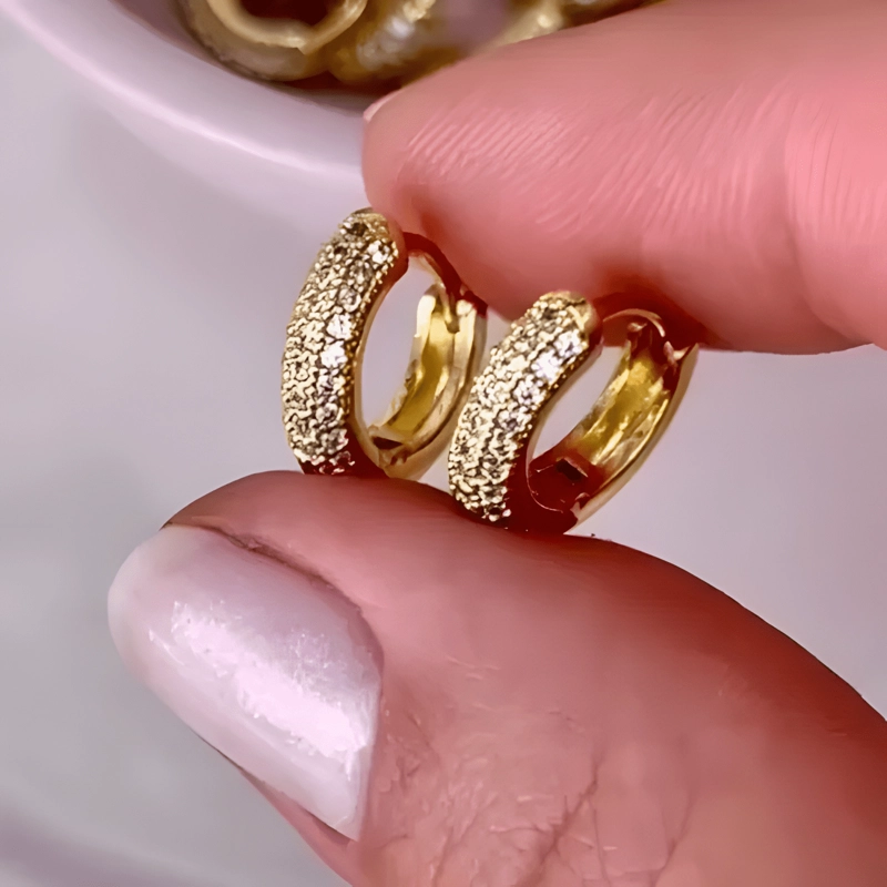 AROS ARGOLLAS ARETES BAÑO DE ORO 18K ZIRCON NIÑAS BEBE DAMAS - 2