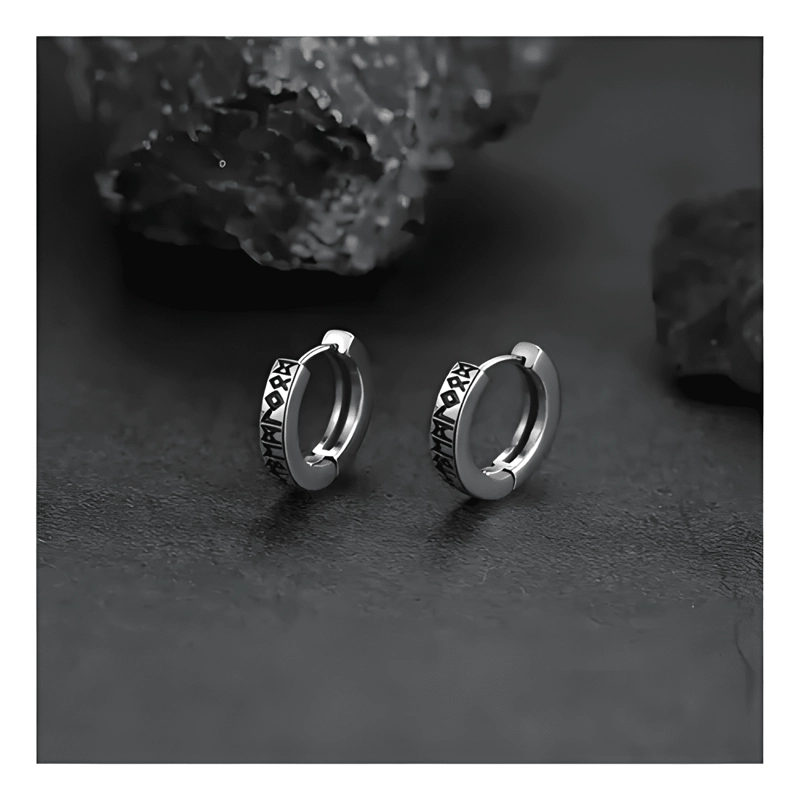 PACK 2 PARES AROS RUNAS VIKINGAS HOMBRE MUJER PIERCING #1 - 2