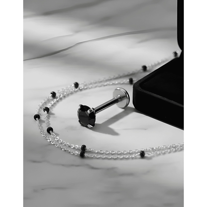 PIERCING LABRET JOYA 4MM LBJAC ACERO QUIRURGICO 1 UND NEGRO - 1