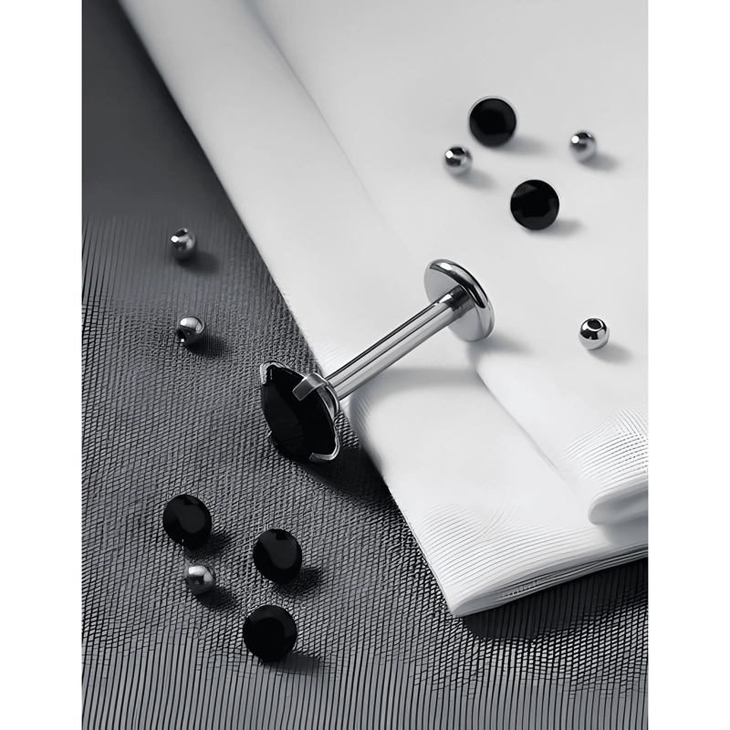 PIERCING LABRET JOYA 4MM LBJAC ACERO QUIRURGICO 1 UND NEGRO - 2
