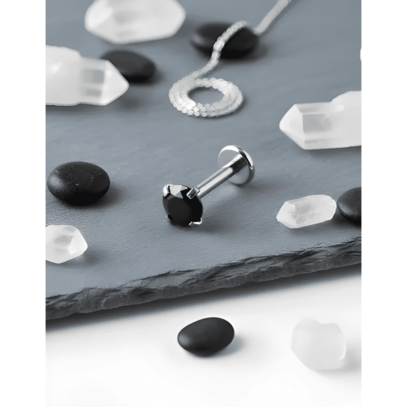 PIERCING LABRET JOYA 4MM LBJAC ACERO QUIRURGICO 1 UND NEGRO - 4