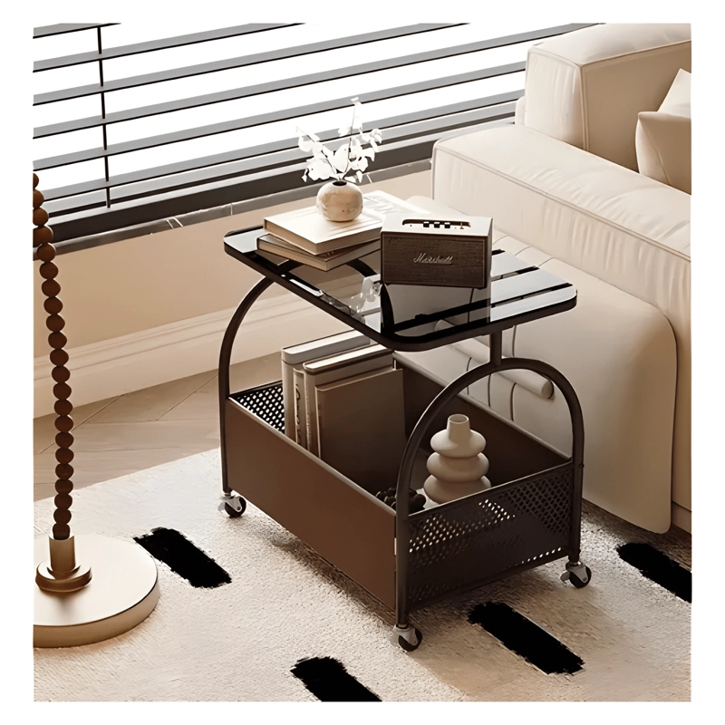 MESA DE CENTRO AUXILIAR DECORATIVA LIVING VIDRIO NEGRO - 2