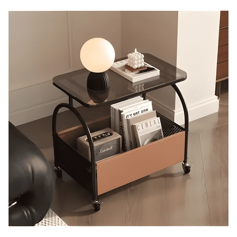 MESA DE CENTRO AUXILIAR DECORATIVA LIVING VIDRIO NEGRO - 3