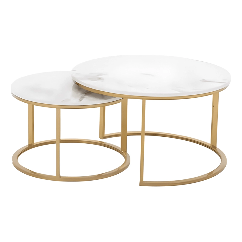 JUEGO DE MESAS CENTRO LIVING REDONDAS TIPO MARMOL #2 - 1