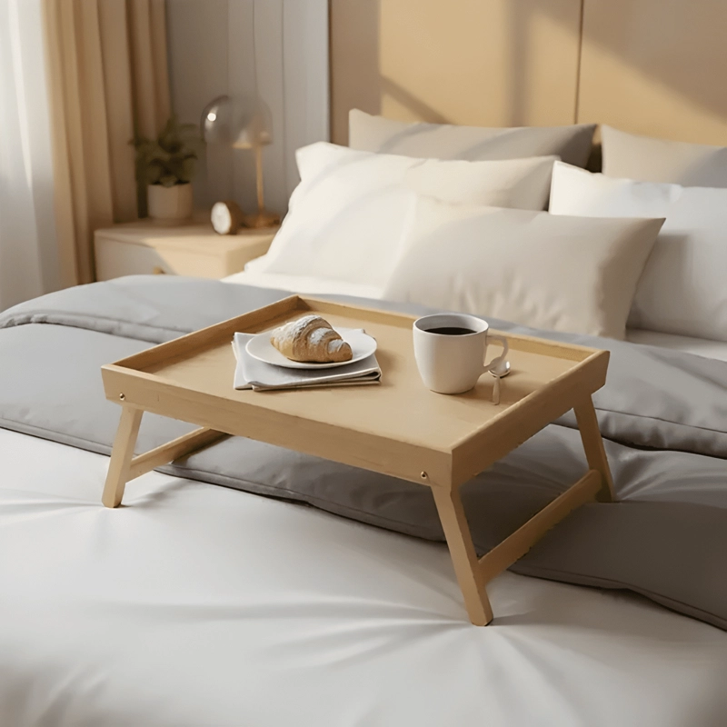MESA DESAYUNO DE BAMBU PARA CAMA PLEGABLE - 1