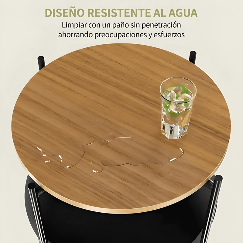 MESA DE CENTRO PEQUEÑA REDONDA DE MADERA REPISA #1 - 2