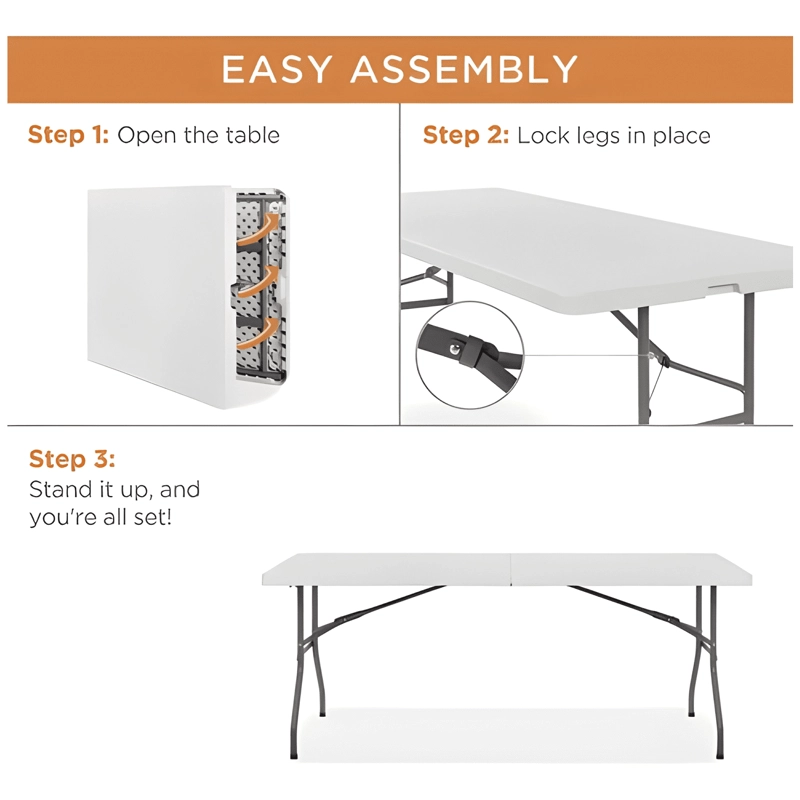 MESA PLEGABLE 180X75X74CM TIPO MALETA BLANCA - 3