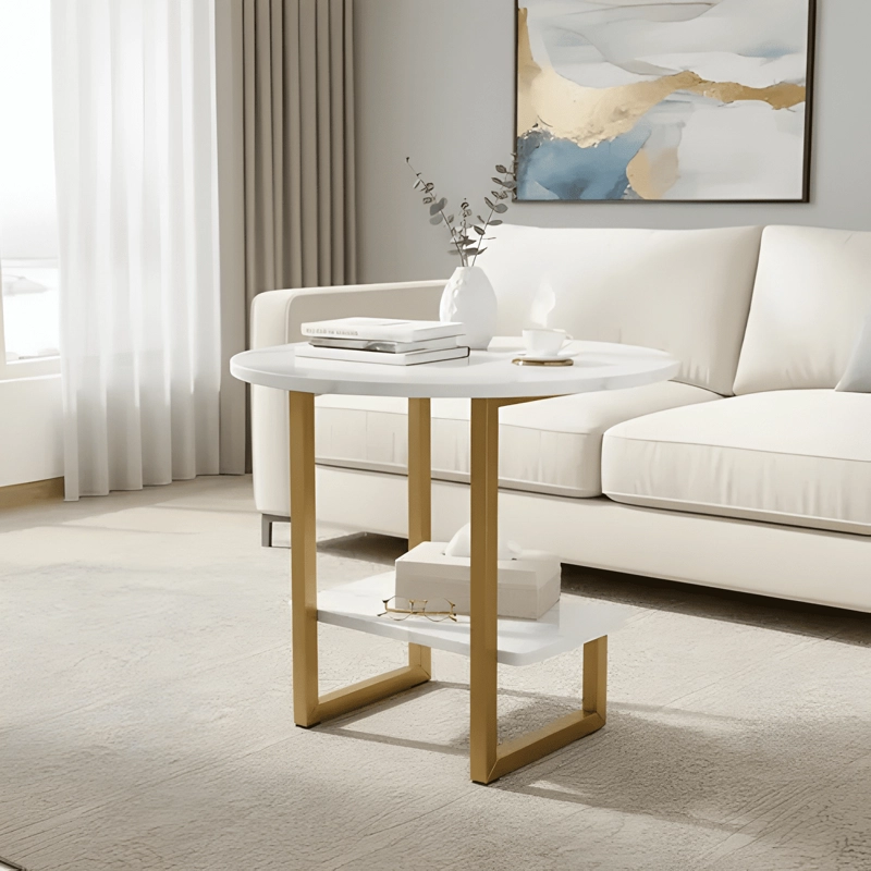 MESA DE CENTRO FIERRO MADERA MESA LIVING MESA HOGAR 60X56CM - 1