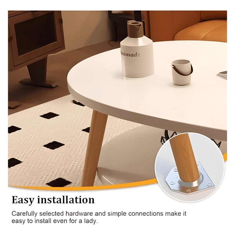 MESA DE CENTRO OVALADA 60X40X42CM COLOR BLANCO #2 - 3