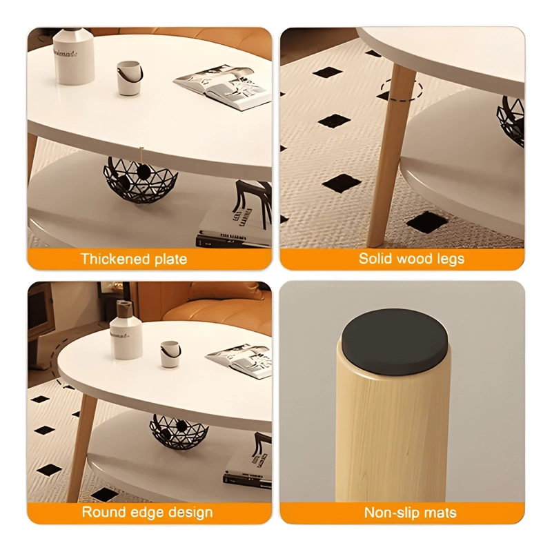 MESA DE CENTRO OVALADA 60X40X42CM COLOR BLANCO #2 - 4