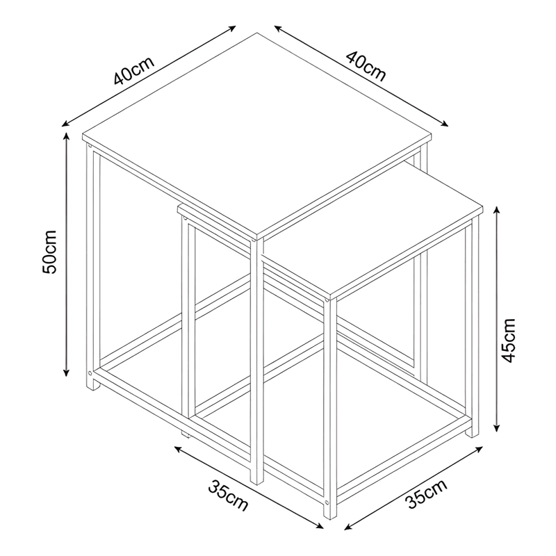 MESA DE CENTRO MESA AUXILIAR MESA LATERAL LIVING SET RUSTICA - 2