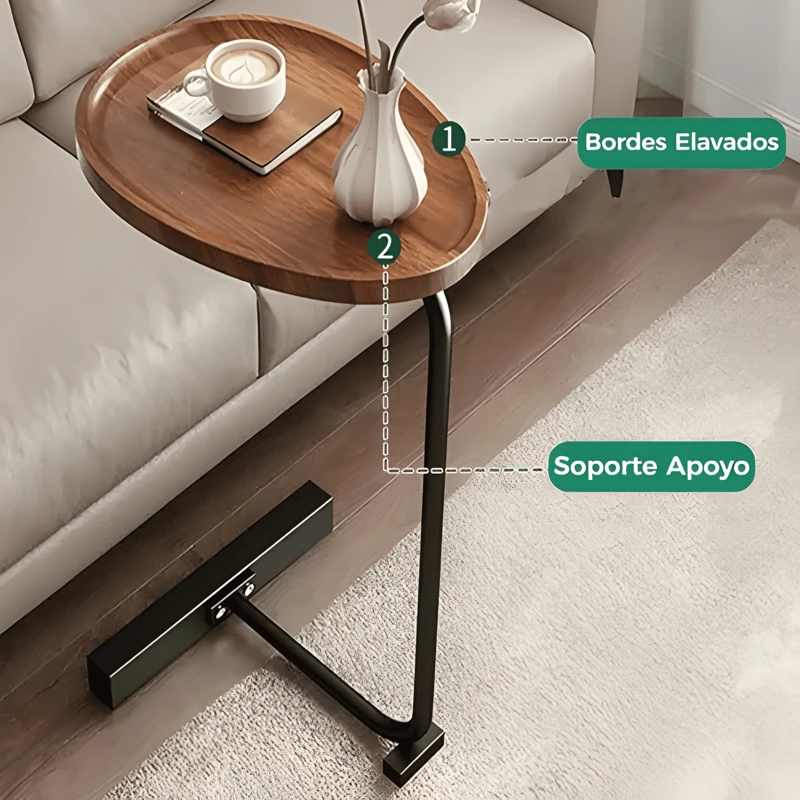 MESA LATERAL AUXILIAR NOCHE OVALADA MODERNA SALA LIVING - 1