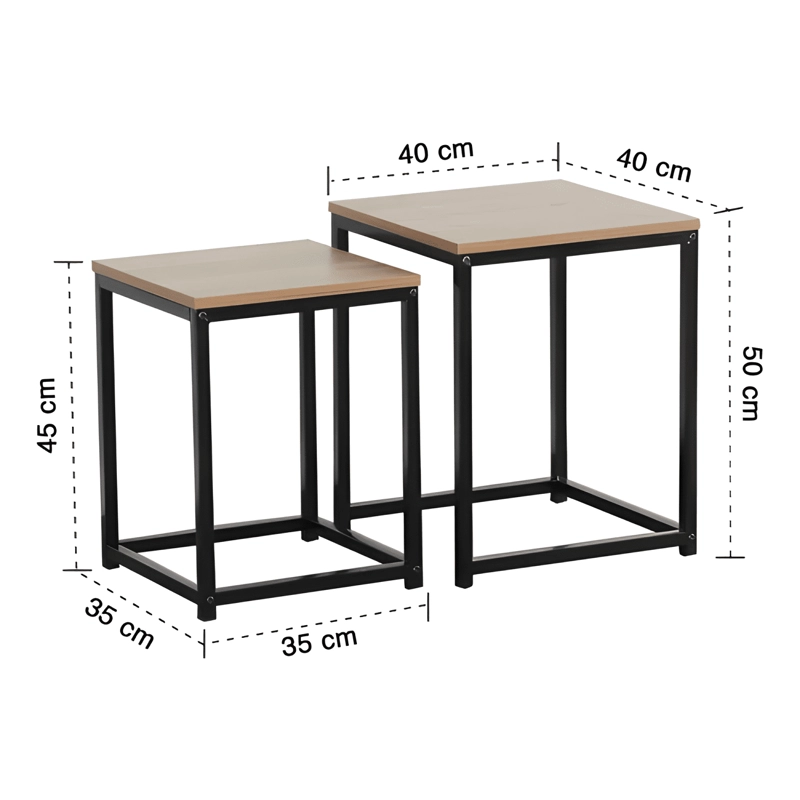 SET 2 MESAS LATERALES CENTRO INDUSTRIAL ELEGANTE MINIMALISTA - 2