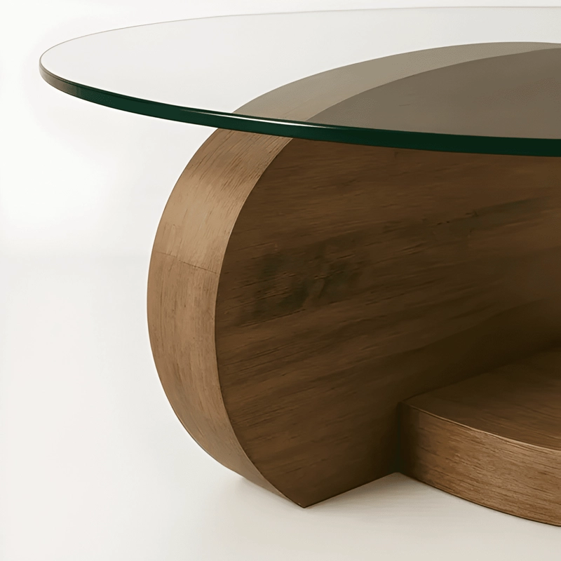 MESA DE CENTRO DE VIDRIO DOBLE GLASSY BASE NATURAL - 1