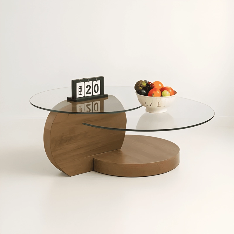MESA DE CENTRO DE VIDRIO DOBLE GLASSY BASE NATURAL - 4