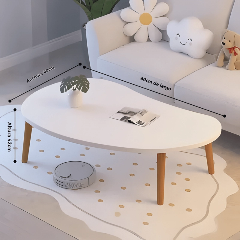 MESA DE CENTRO OVALADA DISEÑO 60*40*42CM COLOR BLANCO #2 - 3
